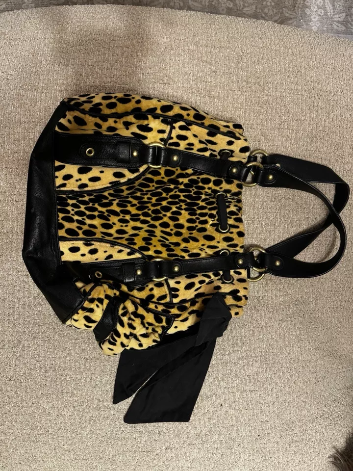 Juicy Couture Daydreamer Leopard Cheetah Bag Purse Tote Bow RibbonVintage Y2k