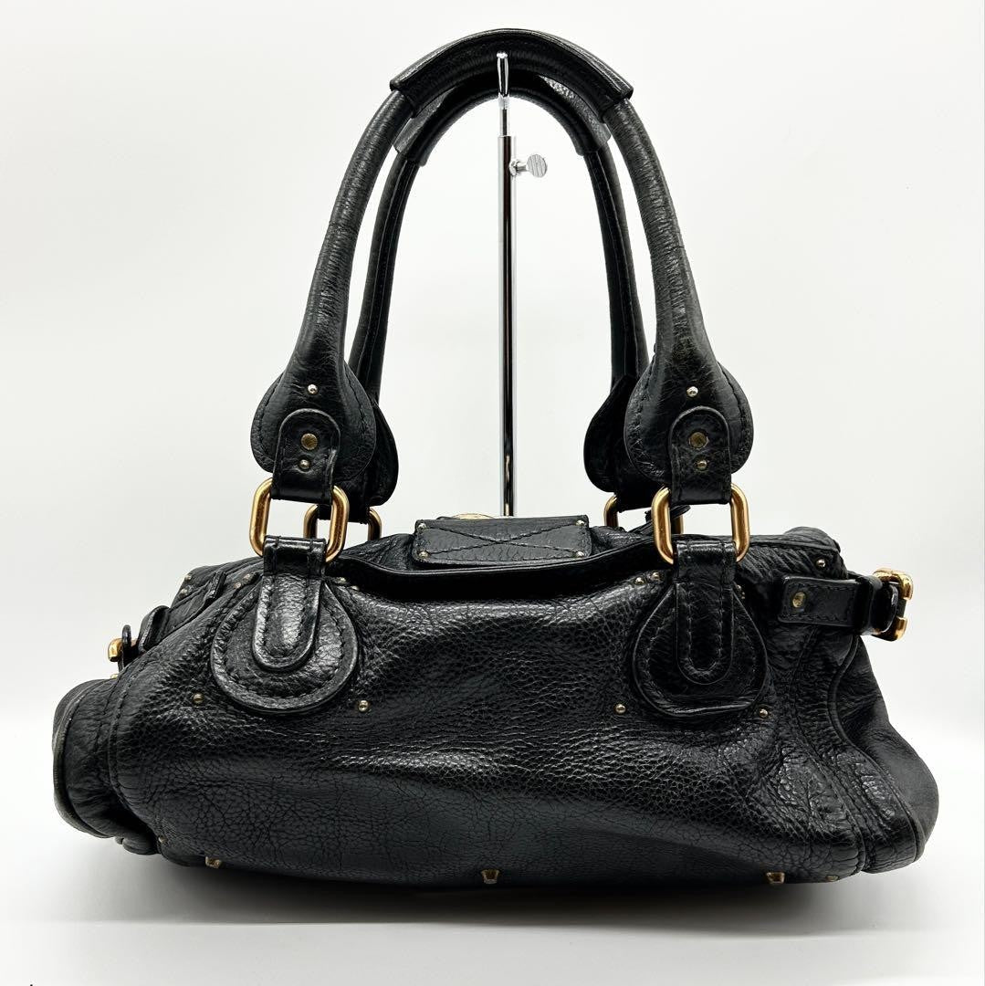 Rare Chloe Paddington Hand Bag Leather Black Padlock Key Used